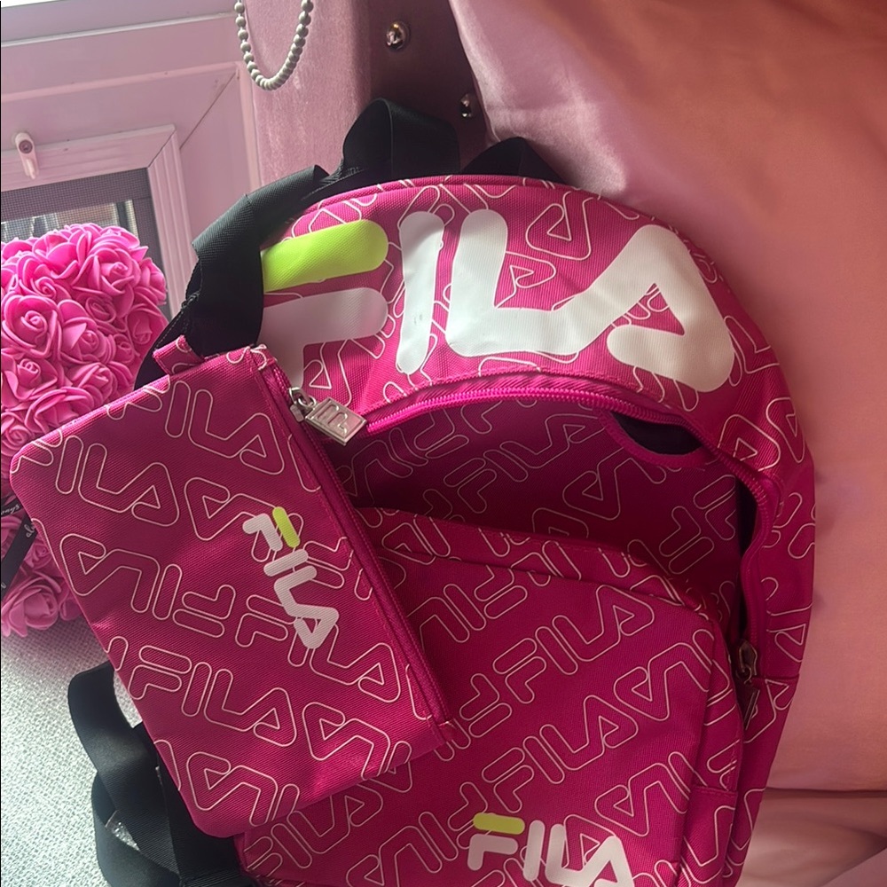 Fila Pink Backpack and Pouch Set